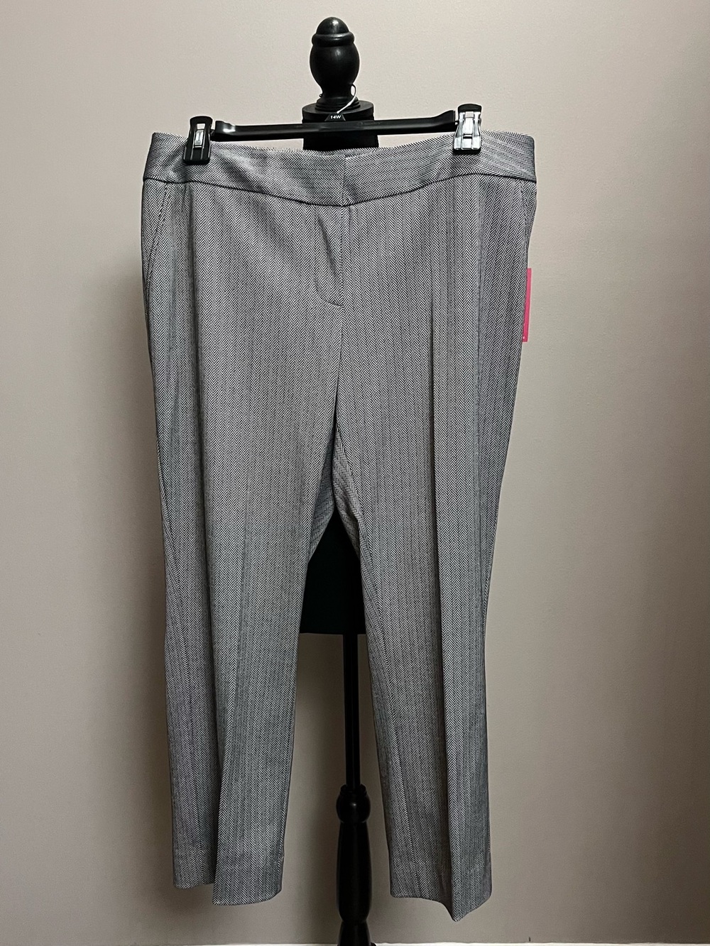Vince Camuto Black/Gray Herringbone Women's Dress Trousers